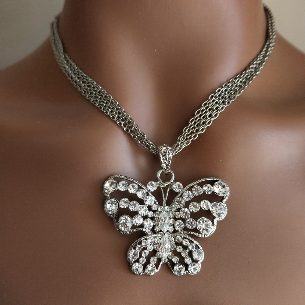 Silver Butterfly Pendant Necklace
